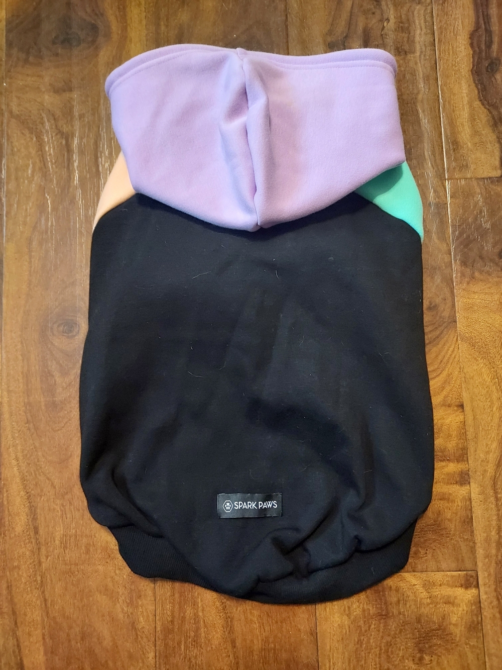 Spark Paws Colorblock Dog Hoodie - Black with Lavender, Mint & Peach